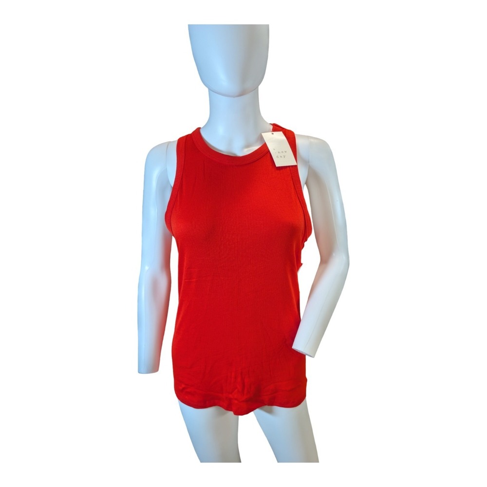 ⭐A1 A New Day Women's Red/Orange Ribbed Tank Top XL NWT Sleeveless Crew Neck